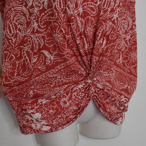 Lucky Brand Floral Knot Front Top Sz M Sunflower Crop Oversized Modal Blend Boho - Picture 7 of 16